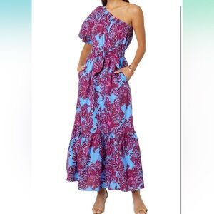 BN Lilly Pulitzer size 8 one shoulder Zelalynn Dress in Feel like a Shellebrity.